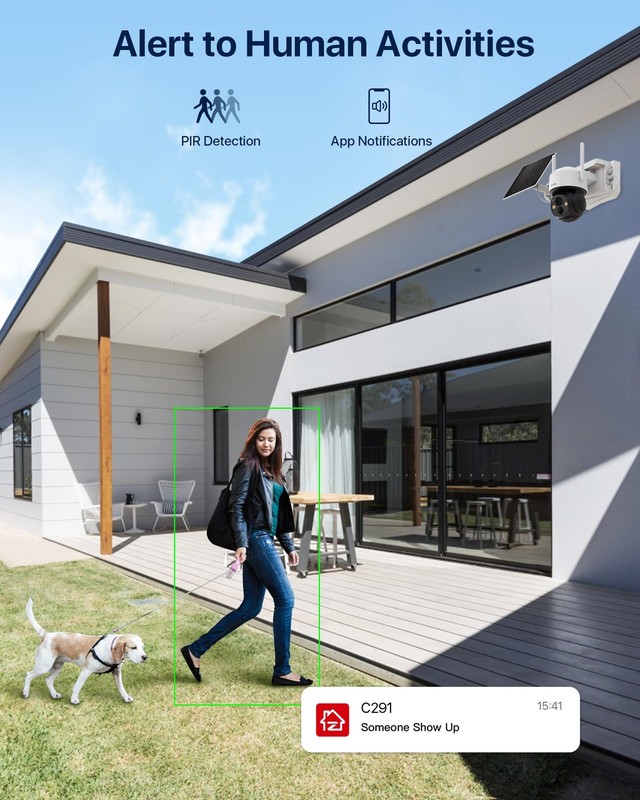 C291 4MP Solar Security Cameras Wireless Outdoor, 360° Pan Tilt Battery Camer... gallery
