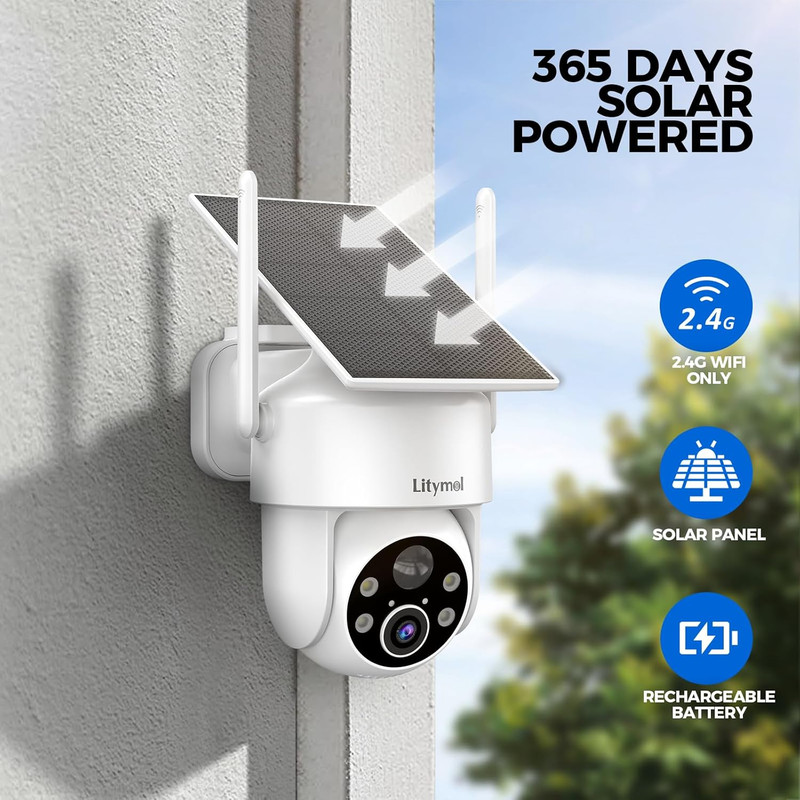 2K 360° View Security Cameras Wireless Outdoor, Solar Cameras for Home Security, gallery