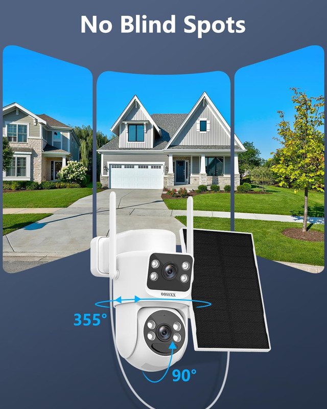 (2026 New) Solar Security Camera System Wireless Outdoor, 2-Cam Dual Lens 2K (Fi gallery
