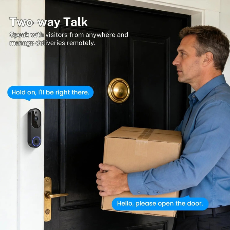 Wireless Wi-Fi Video Camra Doorbell with Two-Way Audio, AI Motion Detection, Ni gallery