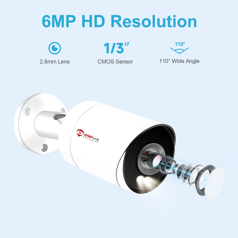 1~4X Anpviz 3K 6MP POE IP Security Camera Outdoor Audio Color Night Vision IP66 gallery