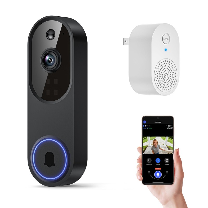 1080p Wireless Wi-Fi Video Doorbell Camera with Two Way Audio, Night Vision, …