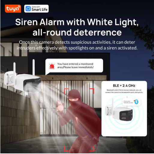 Tuya 4MP 2.5K Dual Lens Security Camera 180° Night Vision Two Way Talk US Plug gallery