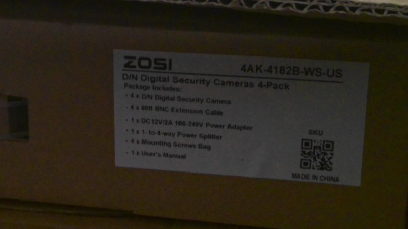 Zosi D/N Digital Security Cameras 4 Cameras BNC Extension Cable 4 x 60ft gallery