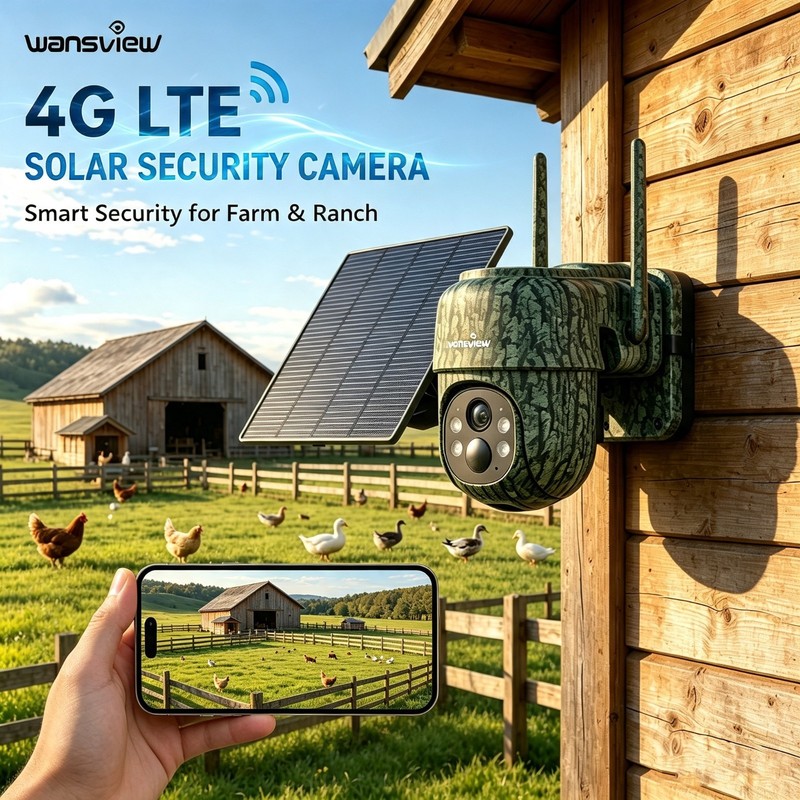 Wansview 4G LTE Cellular 2K Solar Security Camera Wireless Color Night Vision