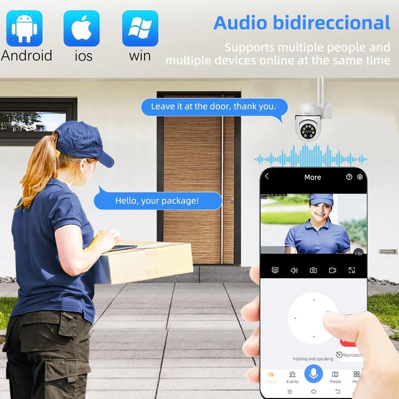 CKK 3pk 1080P Security Cameras Outdoor PTZ WiFi 2.4G/5G Dual-Band Alexa 360° gallery