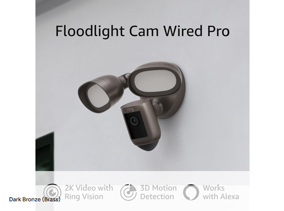 NEW Ring Floodlight Cam Wired Pro Bird Eye View 3D Detection Graphite Steel RARE gallery