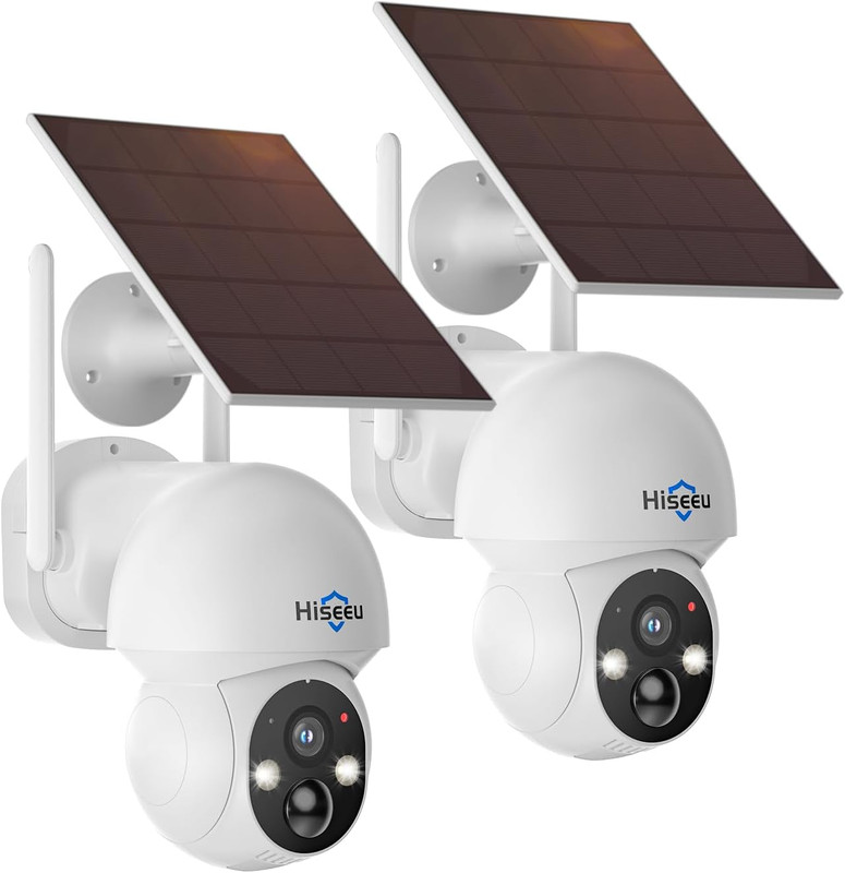Solar Security Camera, 2PCS 4MP Wireless Wifi Camera Outdoor, PTZ 360° View, PIR gallery