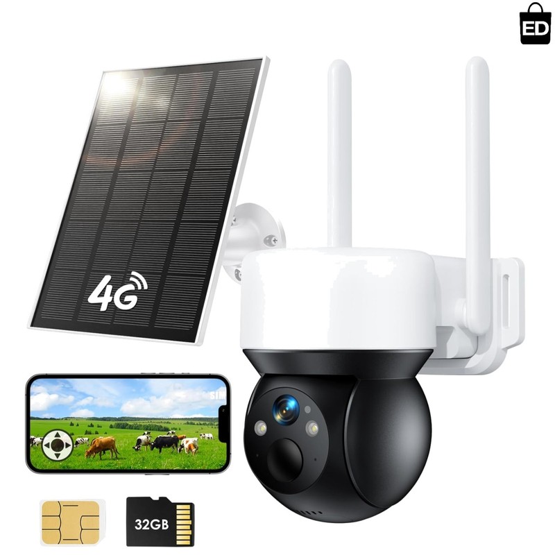 4G SIM 2K Camara No WiFi Security Cameras Wireless Outdoor