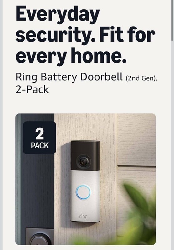 2 Pack Ring - Battery Doorbell (newest model) Retinal 2K with wide-angle gallery