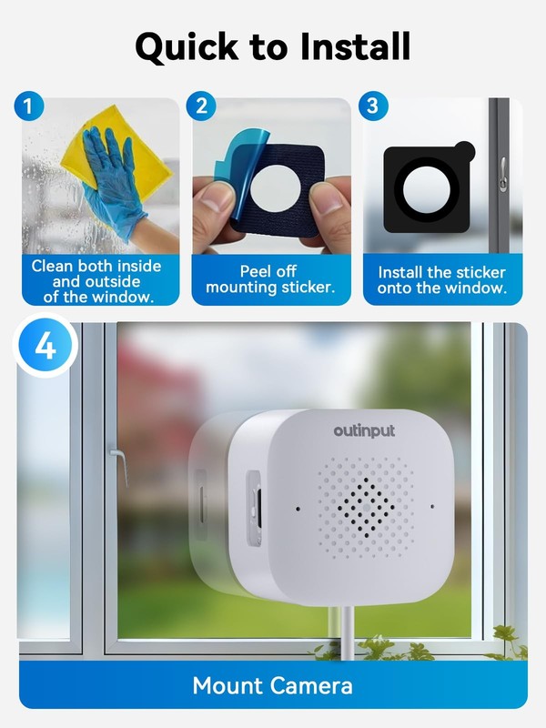 Outinput Window Camera 2K 3MP WiFi Security Camera for Home Security AI Color gallery