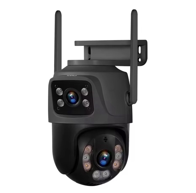 Dual Lens PTZ Wireless Outdoor Security Camera, IP66 Waterproof, Color/B&W Night