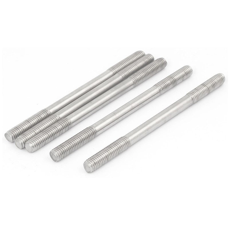 M8 x 120mm Tight Adjustable Push Double End Thread Stud Teeth Rod 5pcs