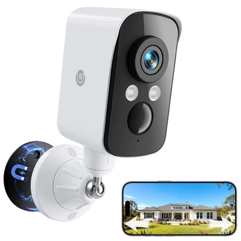 300° Pan Wireless Outdoor Security Camera, No Subscription Free 7-Day Cloud/S…
