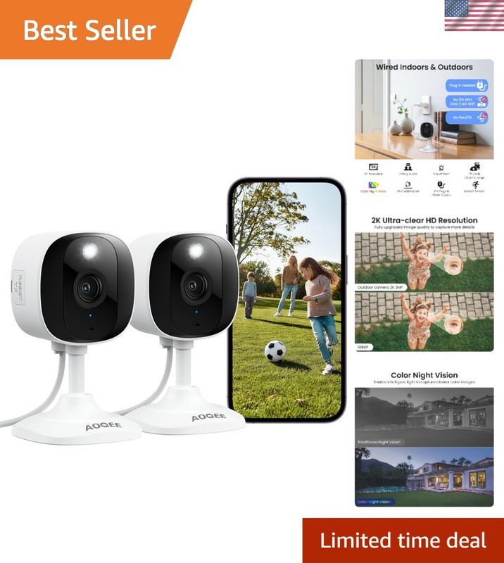 2K Cameras for Home Security, Indoor/Outdoor, Full Color, C1 2Pack | 2.4G Wir…