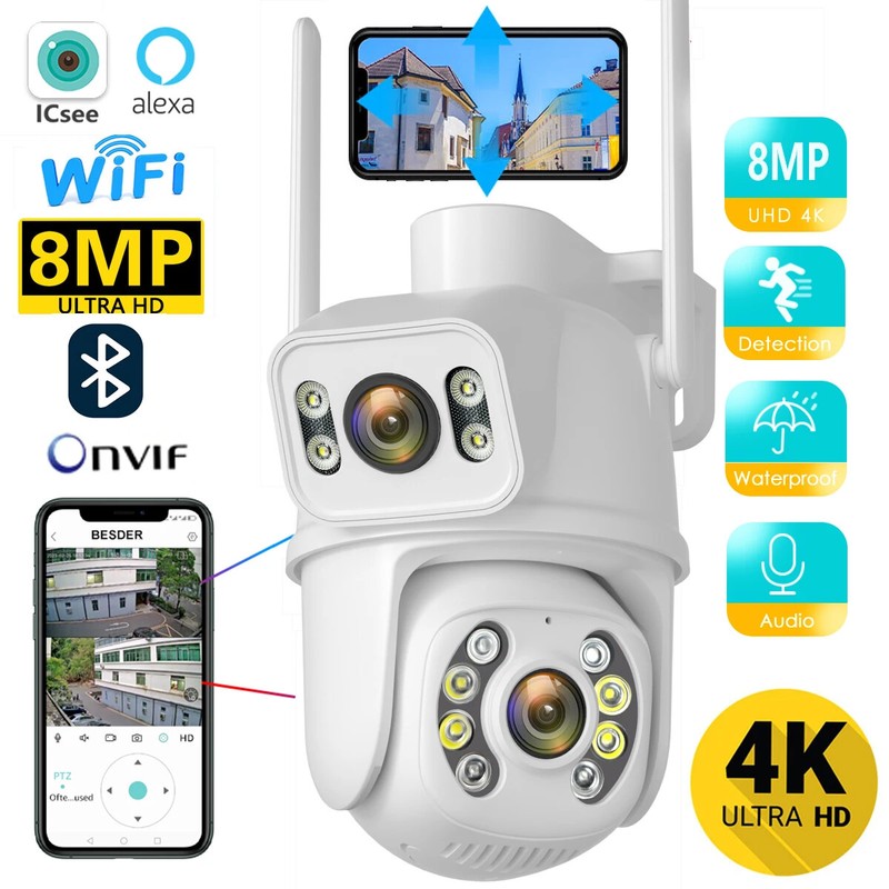 4K Wifi Surveillance Camera Human Detect 8MP Outdoor Security CCTV Night Vision