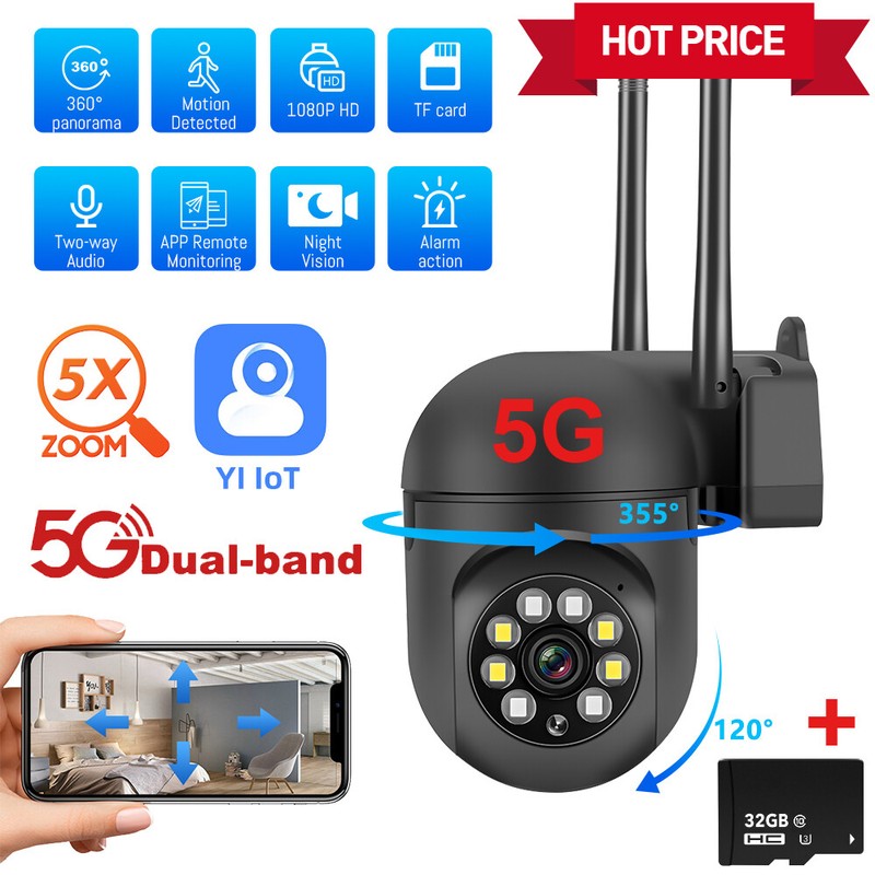 5G 1080P 360° Camara De Seguridad WIFI Inalambrica Para Casa Exterior Con Audio
