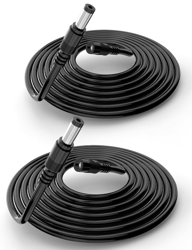 Tonton 2 Pack 6.6FT 2M DC Power Extension Cable 5.5 mm 6.6 ft (2 Pack), Black