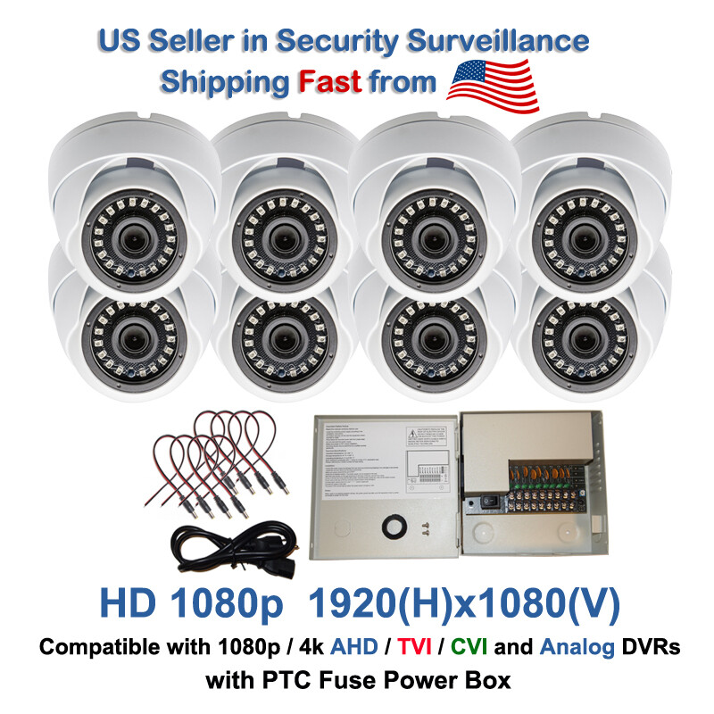 HD 1080p Weatherproof Security Camera (pack of 8) w/ cctv power supply