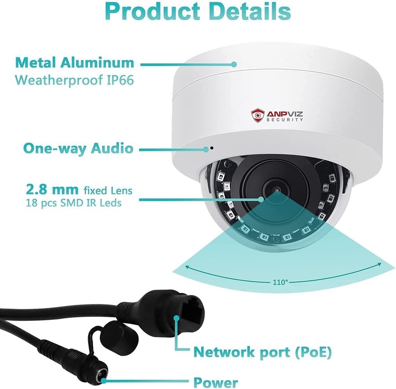 Waterproof 4MP Dome Camera with Built-in Mic & Motion Detection - 98ft View gallery