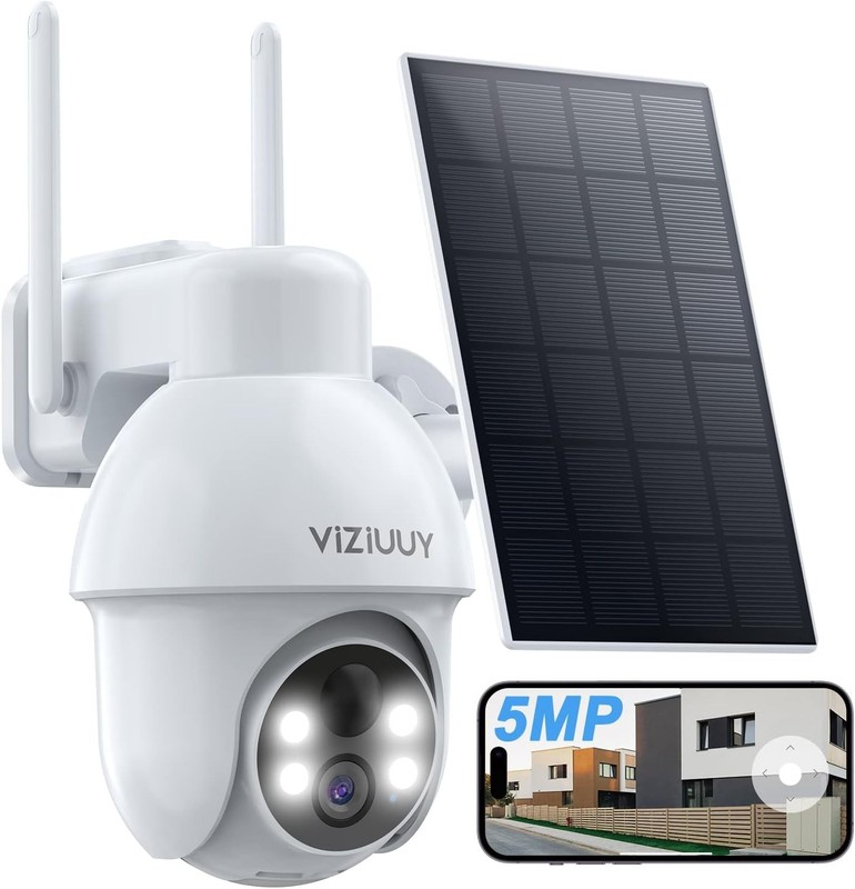 VIZIUUY 5MP Solar Security Camera Outdoor, Wireless Battery Powered Security Cam
