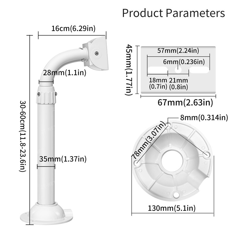Solid J-Pole Bracket Extendable Mounting Holder for Security Surveillance Cam gallery