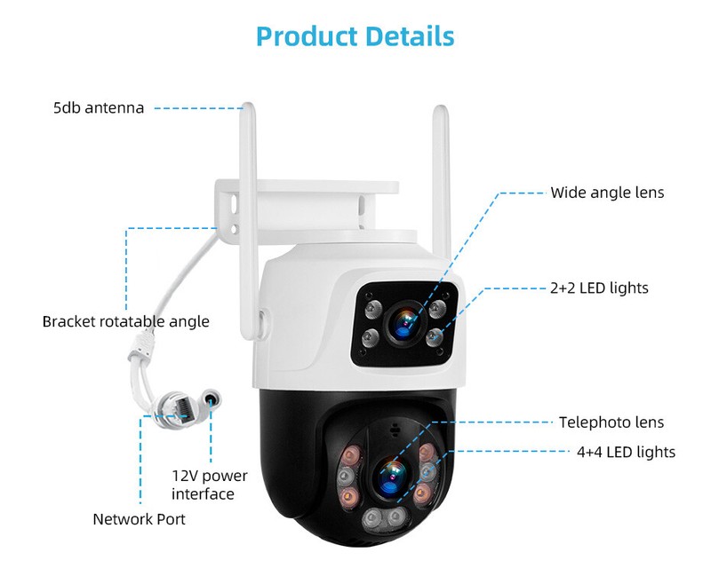 KERUI 6MP Dual Lens HD Wireless WiFi IP Camera Outdoor CCTV Home Security 2Pack gallery