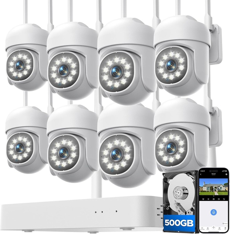 Wireless Pro WiFi Security Camera System 10CH NVR Kit 360° PTZ CCTV Home Cameras