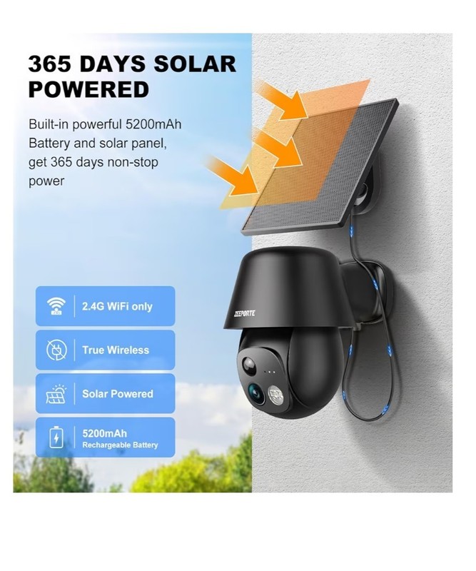 Wifi Solar Security Camera Outdoor Wireless |2K Color Night Vision|Motion detec gallery