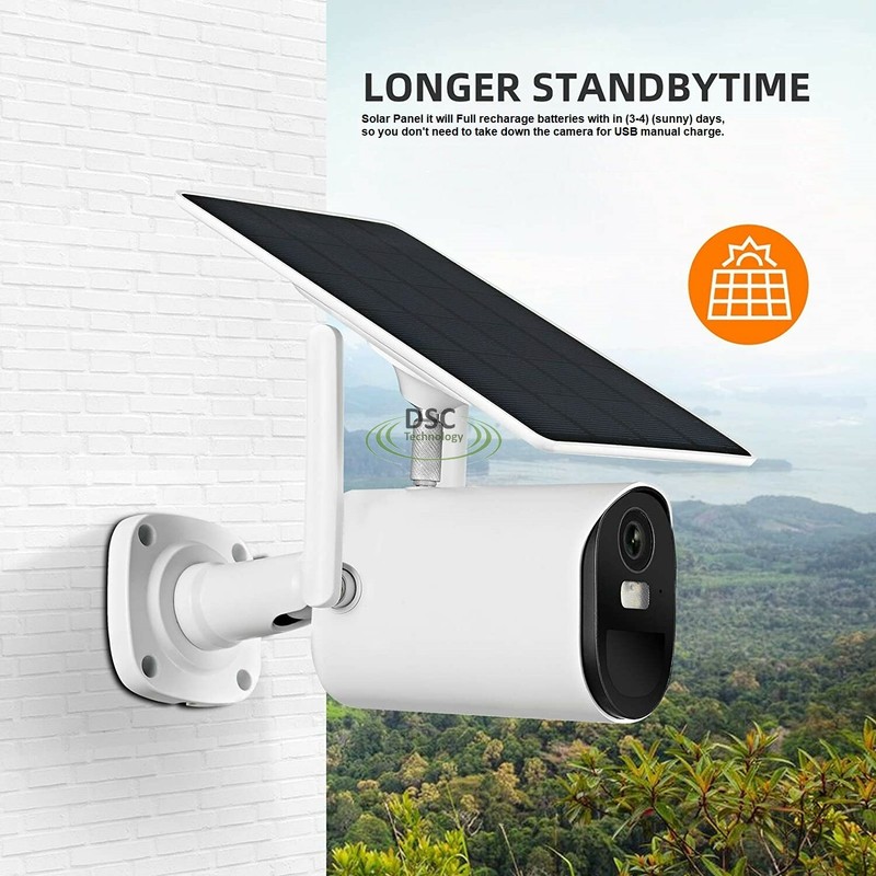 Outdoor Solar Security Camera 1080P WiFi Solar Panel Bullet PIR Motion FullColor gallery
