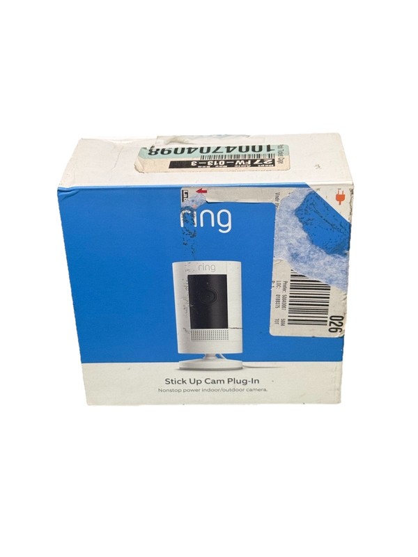 Ring Stick Up Cam Plug-In Color Video 1080p HD Indoor Outdoor Day Or Night New