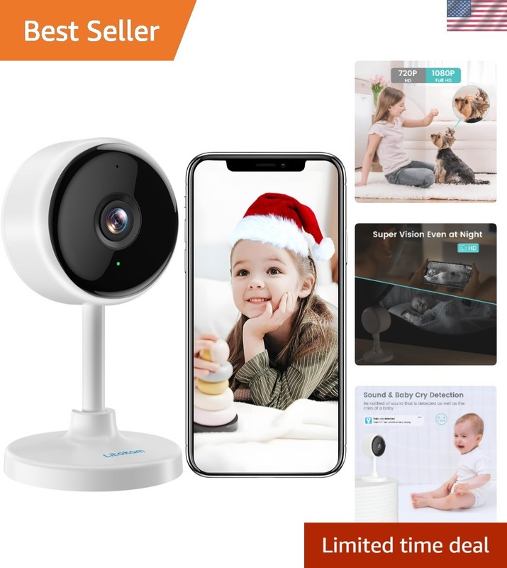 Multi-User Indoor Security Camera with Real-Time Alerts & 33ft Night Vision