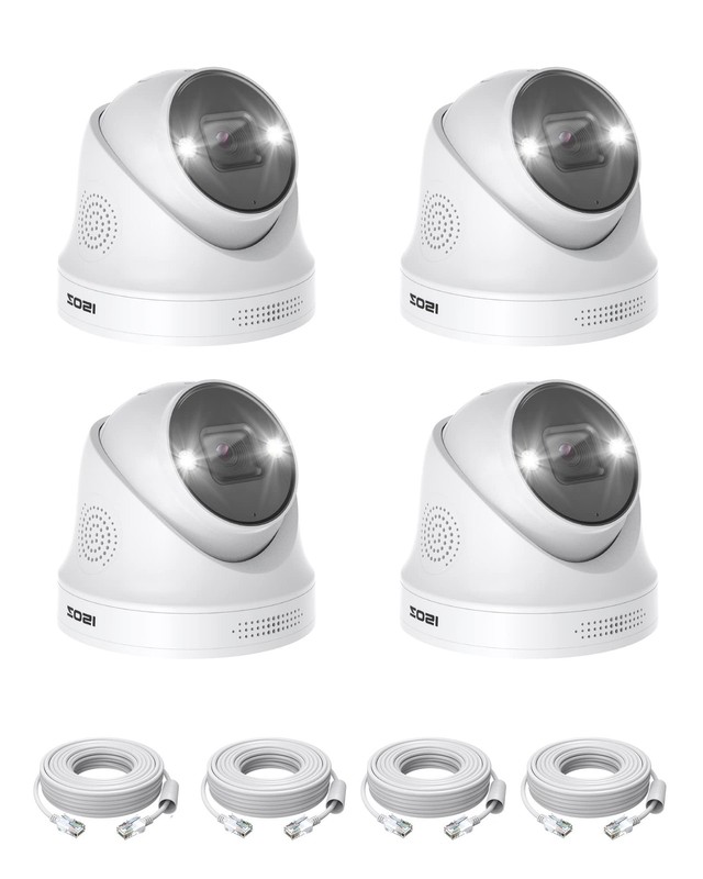 ZOSI 4Pack 5MP PoE Security Cameras with Ethernet Cables, Person Vehicle Dete…