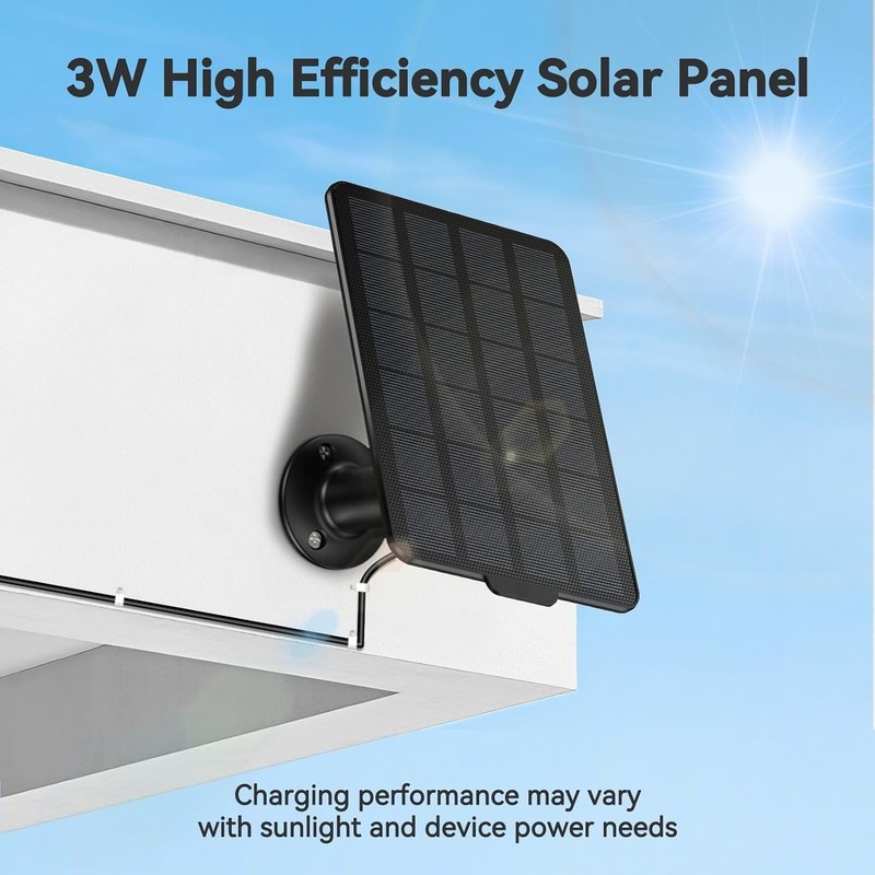 3W Solar Panel for Battery-Powered Security Cameras,USB-C & Micro USB Solar C... gallery