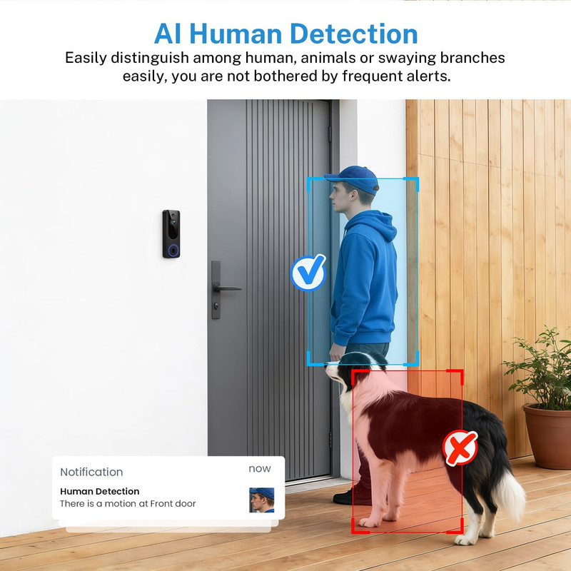 1080P Wireless Wi-Fi Doorbell Camera for Home Safety, Night Vision, 2-Way Audio, gallery