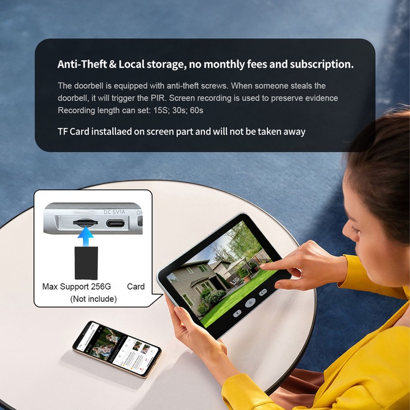 WiFi Video Doorbell Camera 1080P 150 Degree PIR Motion Detection APP Remote gallery
