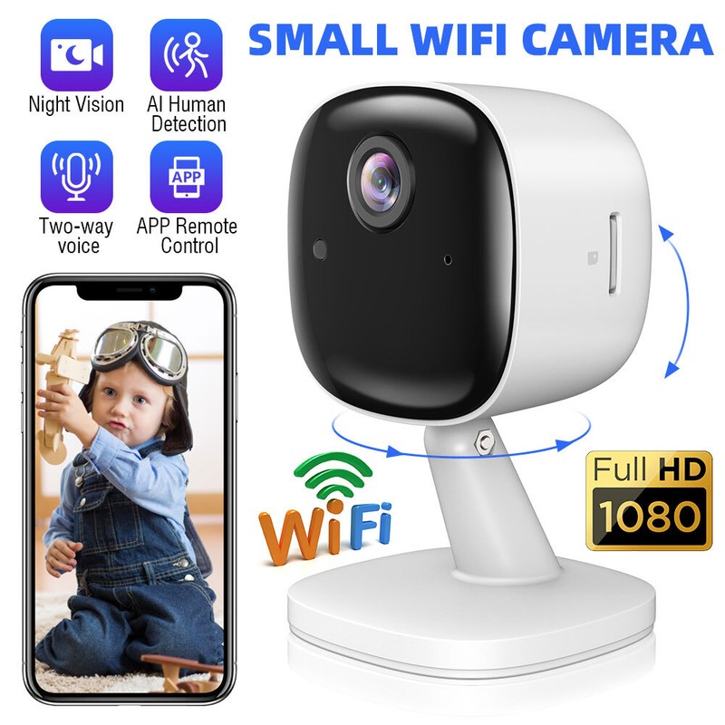 Mini Indoor 1080p Smart Security Camera Plug-In Wireless (2-Pack) - White gallery