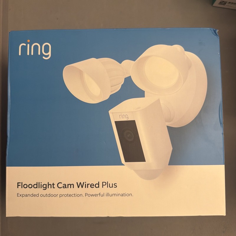 Ring Floodlight Cam Plus Outdoor Wired 1080p FHD Surveillance Camera White – NEW