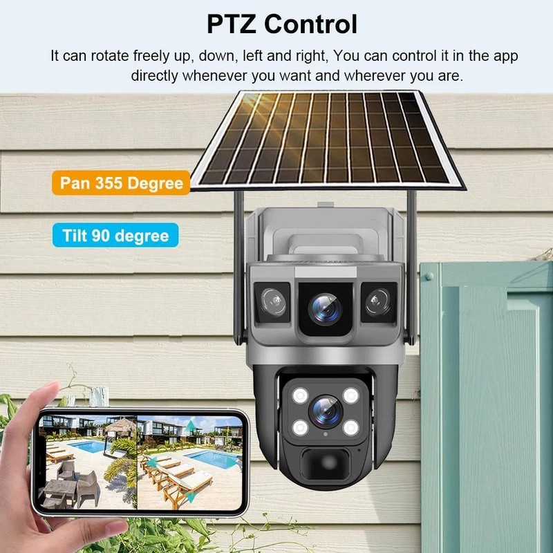 4G/WIFI Solar Camera 3 Screen Auto Tracking Outdoor Security Surveillance Camera gallery