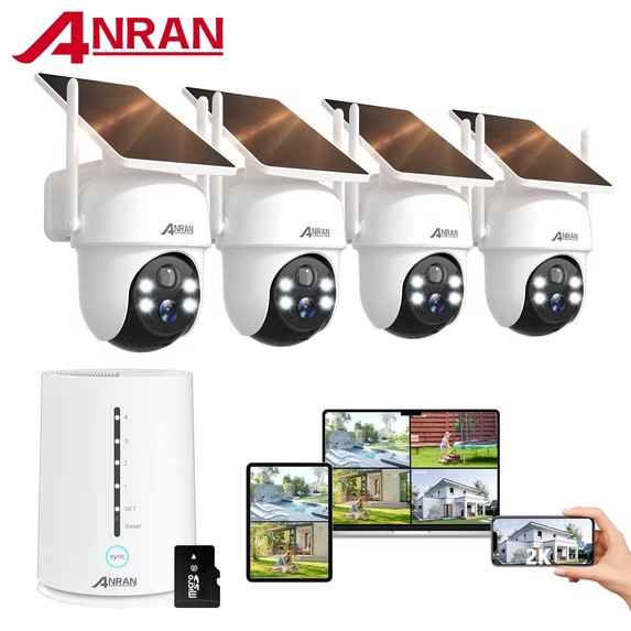 2K/4MP Solar Security Camera with Base Station, Spotlight, Expandable Local