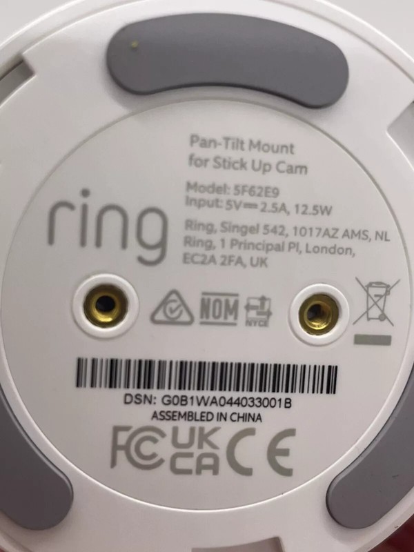 Ring Pan-Tilt Mount for Stick-Up Cam Battery WHITE 5F62E9 **NEW** No Box gallery