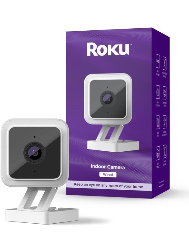 Roku Indoor Camera for Home Security, 1-Pack – Wired Security Camera with 1080p