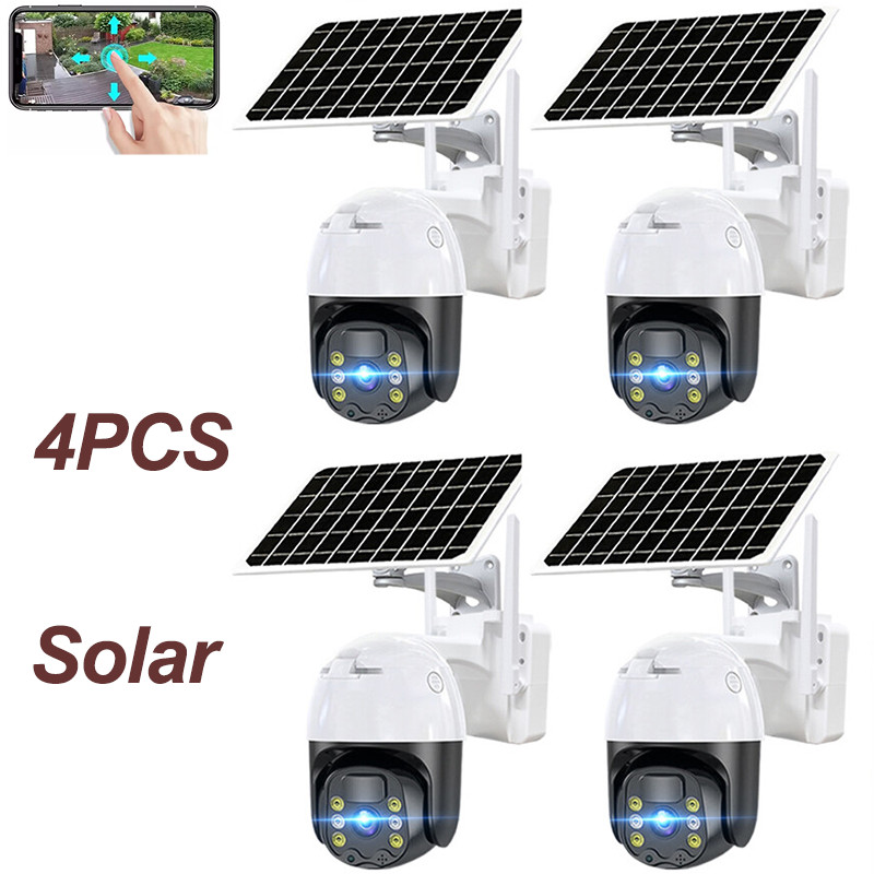 4PCS Solar Battery Powered Wireless WiFi Outdoor Pan/Tilt Home Security Camera gallery