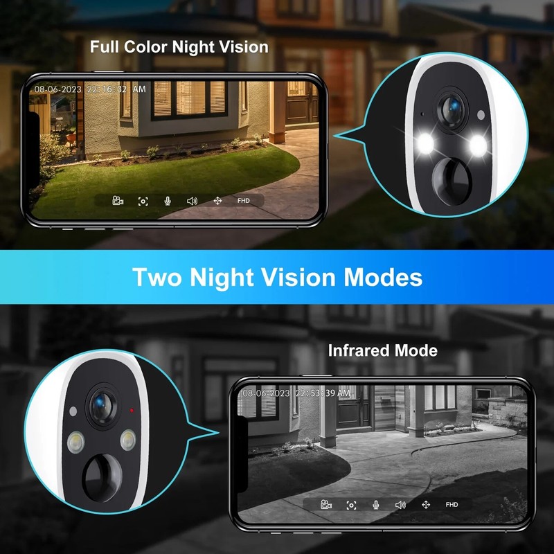 Wireless 2K Outdoor Surveillance Camera Night Vision, Motion Sensor, Audio, Wifi gallery