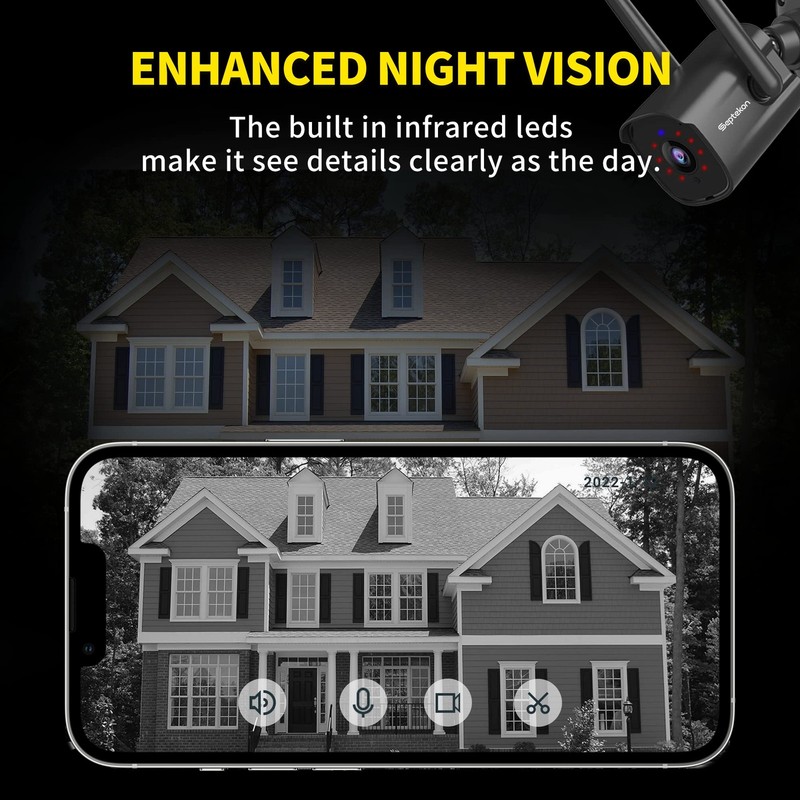 Septekon Security Camera Outdoor 2 Pack, 2.4G Wired WiFi Cameras for Home Sec... gallery