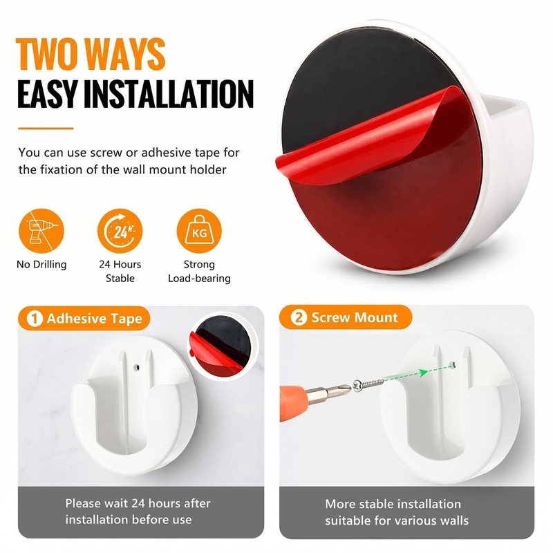 2 Pack Adhesive Indoor Wall Mount, Two Ways Easy Installation with Strong Tap... gallery