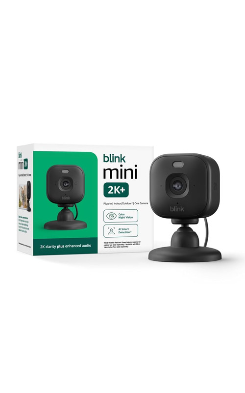 Blink Mini 2K+ (newest model) – Plug-in Home & Pet Indoor Security Camera with 2 gallery