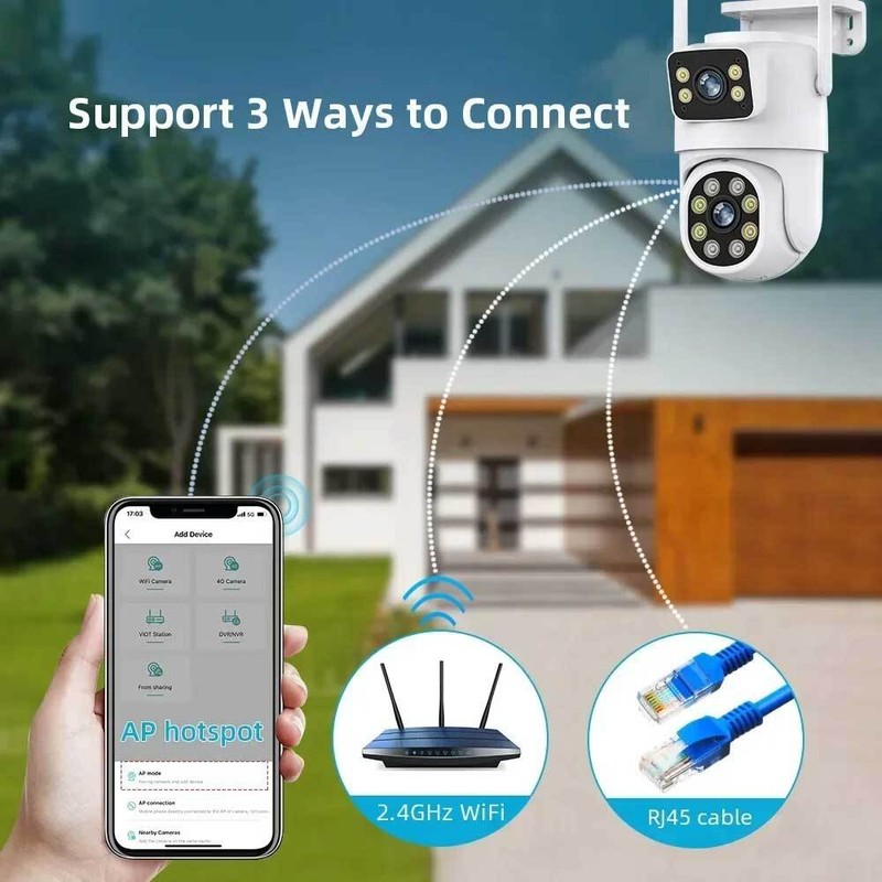 Wireless IP WIFI Camera Outdoor CCTV PTZ Smart Home Security IR Cam Dual lens 4K gallery