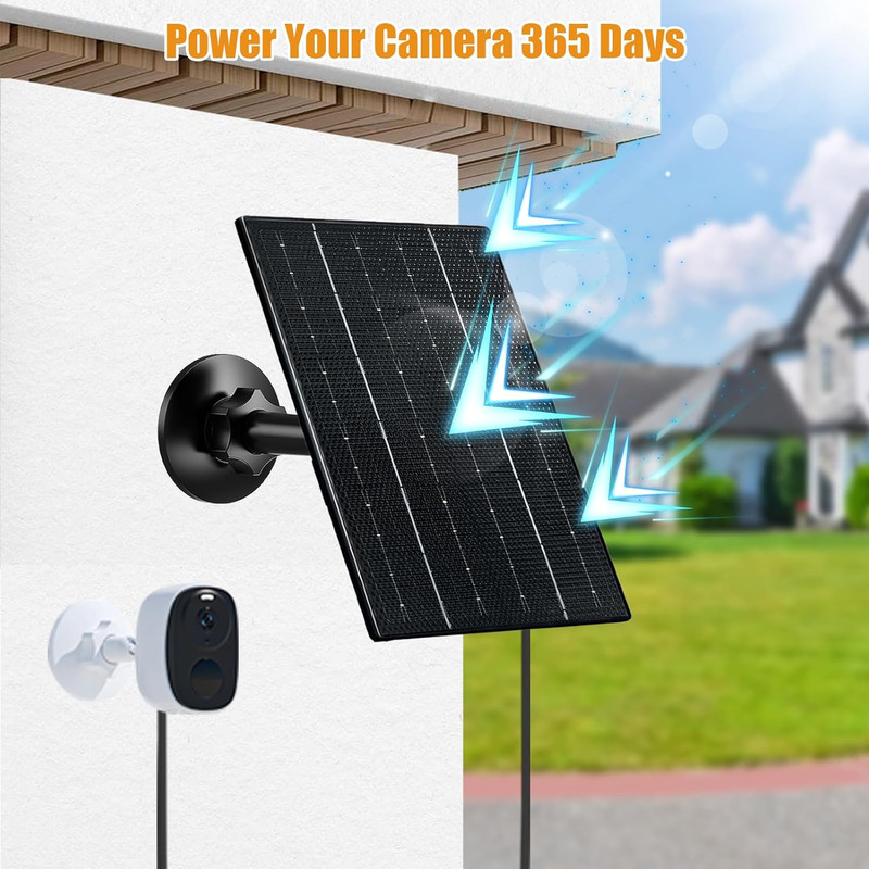 4W Solar Panel for Security Camera, USB-C & Micro USB Solar Charger gallery
