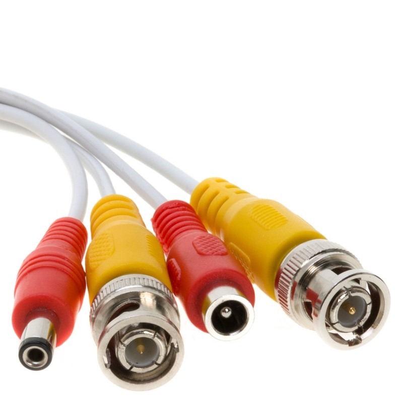 75 ft Video Power Cable BNC DC Security Camera RCA DVR Cord for CCTV White lot gallery